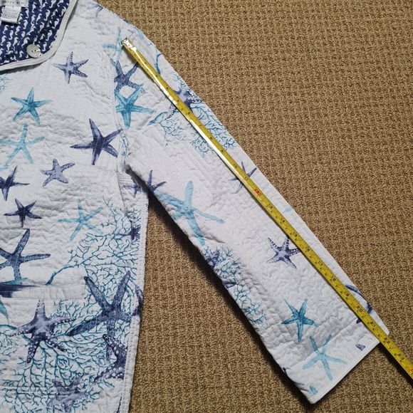 Patty Kim Quilt Jacket Long sleeve Starfish Print Button Front Size S - Picture 15 of 16